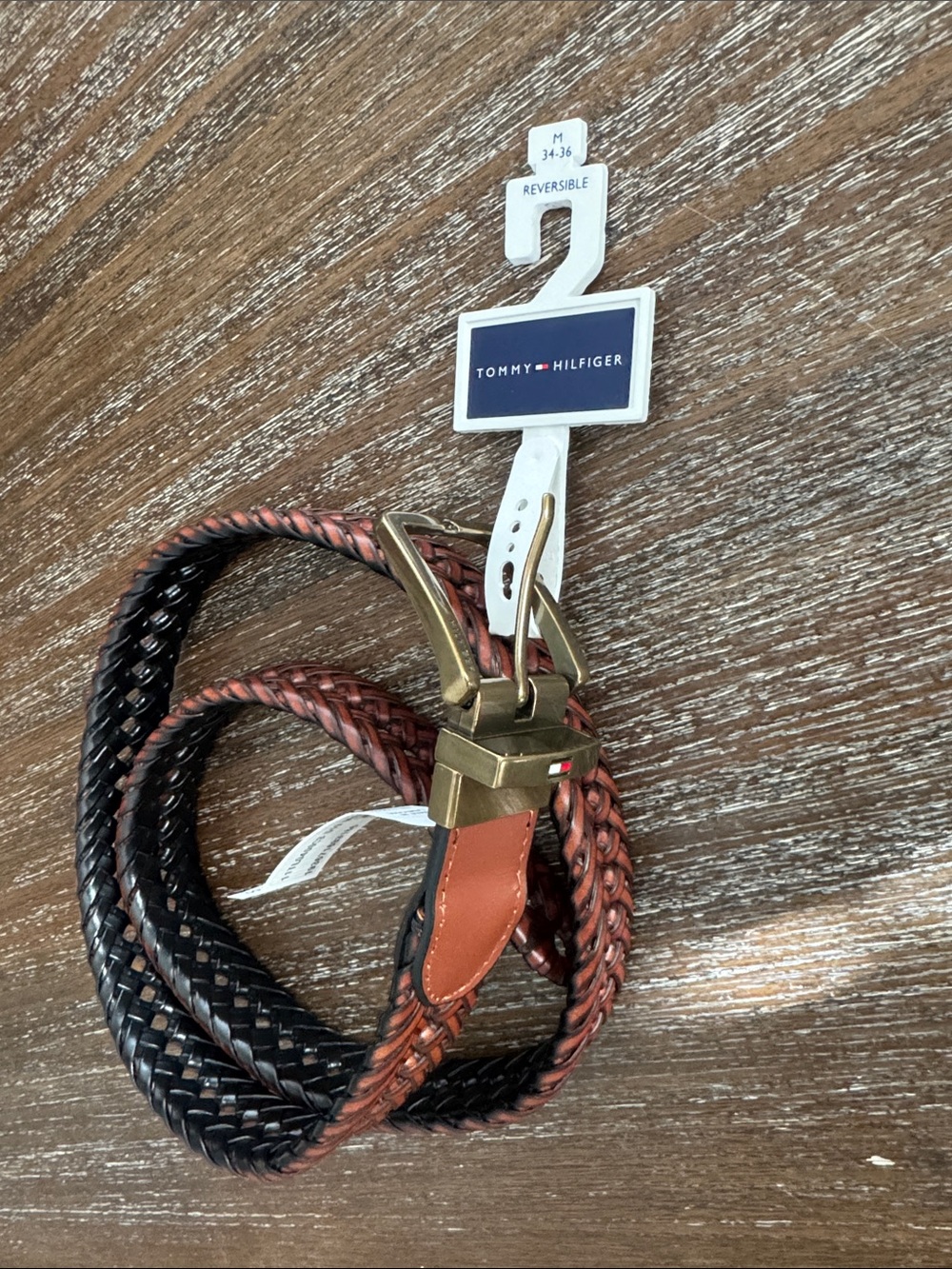 Tommy Hilfiger Men's Reversible Lace Logo Belt M(34-36)